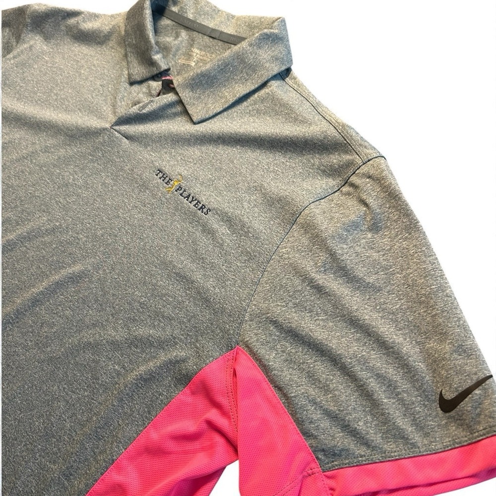 Men's Nike Golf Dri-FIT Tour Performance‎ Polo The Players TPC Gray Pink XL